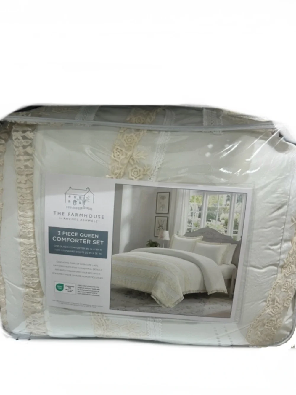 Rachel Ashwell Yellow & White Lace and Ruffles  Comforter Set